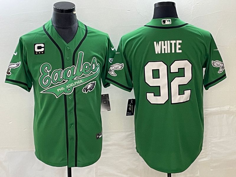 Men Philadelphia Eagles #92 White Green Co Branding Game NFL Jersey style 4->philadelphia eagles->NFL Jersey